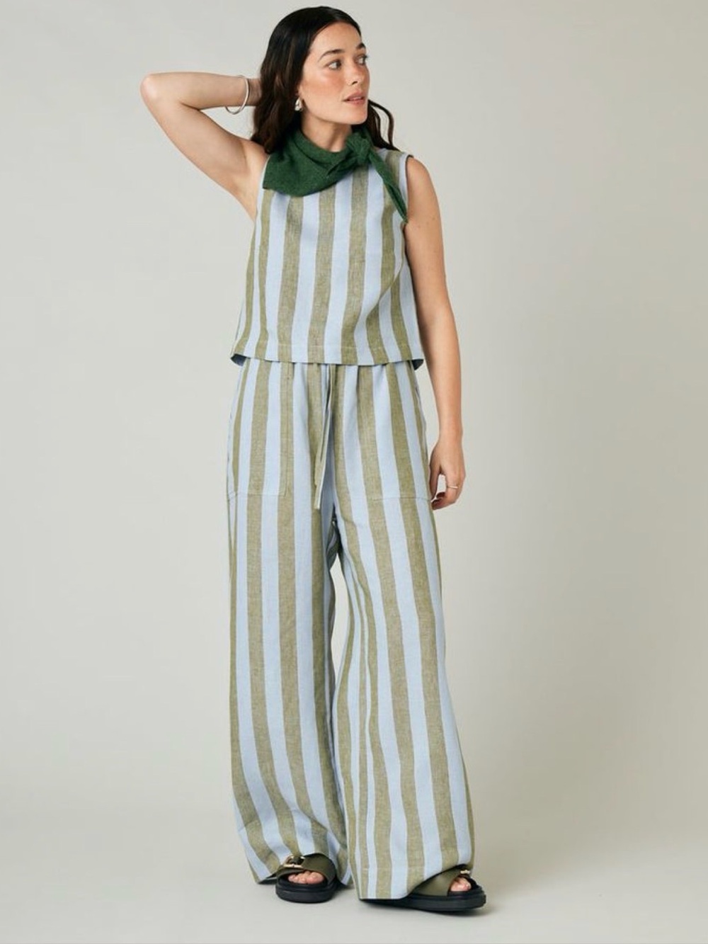 Beyond Nine Mabel and Esme Set in Medow Stripe and Oat